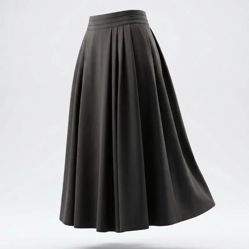 [BUNJANG] Women's Black Pintuck Long Skirt / 여성F/ 핀턱 롱 스커트 블랙