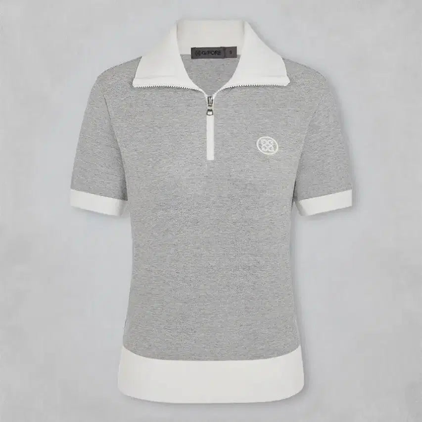 [BUNJANG] Women's Golf Wear Short Sleeve Quarter Zip Polo Blouson T-Shirt / 여성골프웨어 컬렉션 숏 슬리브 쿼터집 폴로 블루종 티셔츠