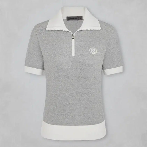 [BUNJANG] Women's Golf Wear Short Sleeve Quarter Zip Polo Blouson T-Shirt / 여성골프웨어 컬렉션 숏 슬리브 쿼터집 폴로 블루종 티셔츠