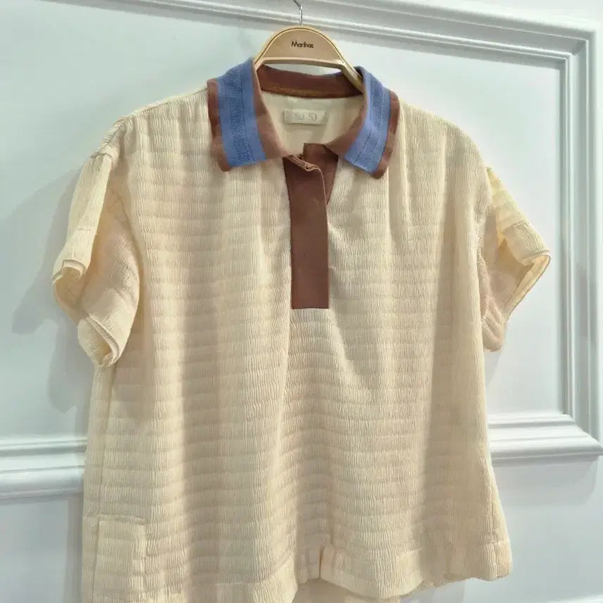 [BUNJANG] SJ SJ Collar Neck Short Sleeve Ivory T-Shirt / SJ SJ 카라넥 반팔  아이보리