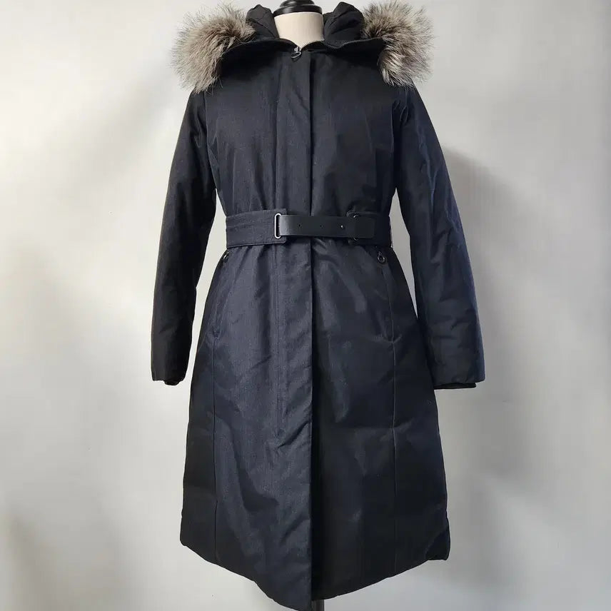 [BUNJANG] LANEBY Natural Fox Fur & Duck Down Belted Long Padding - Women's Size 90 / LANEBY 천연 여우털 오리털 벨티드 롱패딩 여성 90