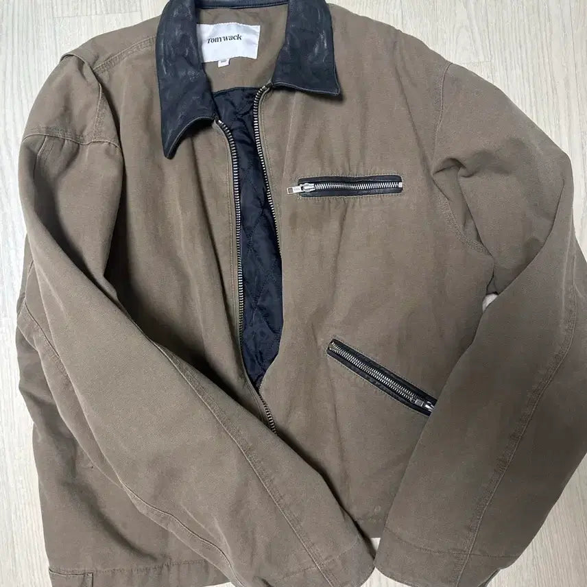 [BUNJANG] Tony Wack Leather Collar Work Jacket L / [L/1회착] 토니웩 레더카라 워크자켓