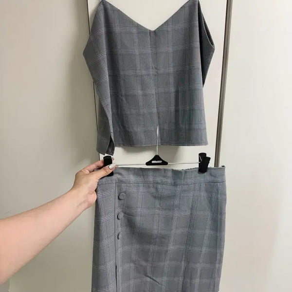 [BUNJANG] Check Bustier & Skirt Set / 체크 뷔스티에 & 치마 세트 (세트가격)