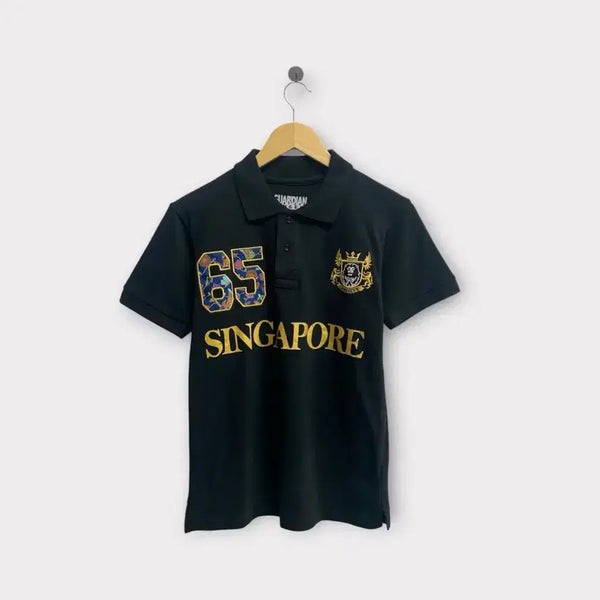 [BUNJANG] Singapore Wappen Patch Black Polo Shirt S / [새상품]싱가포르 와펜패치 블랙 폴로 셔츠 S