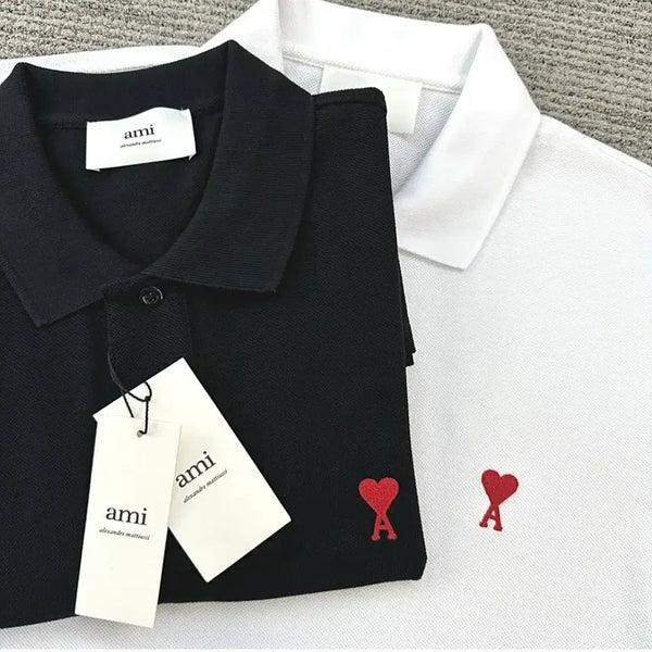 [BUNJANG] Authentic Parallel Import Short Sleeve Polo Shirt Black/White / [새상품]아미 반팔 카라티 블랙/화이트