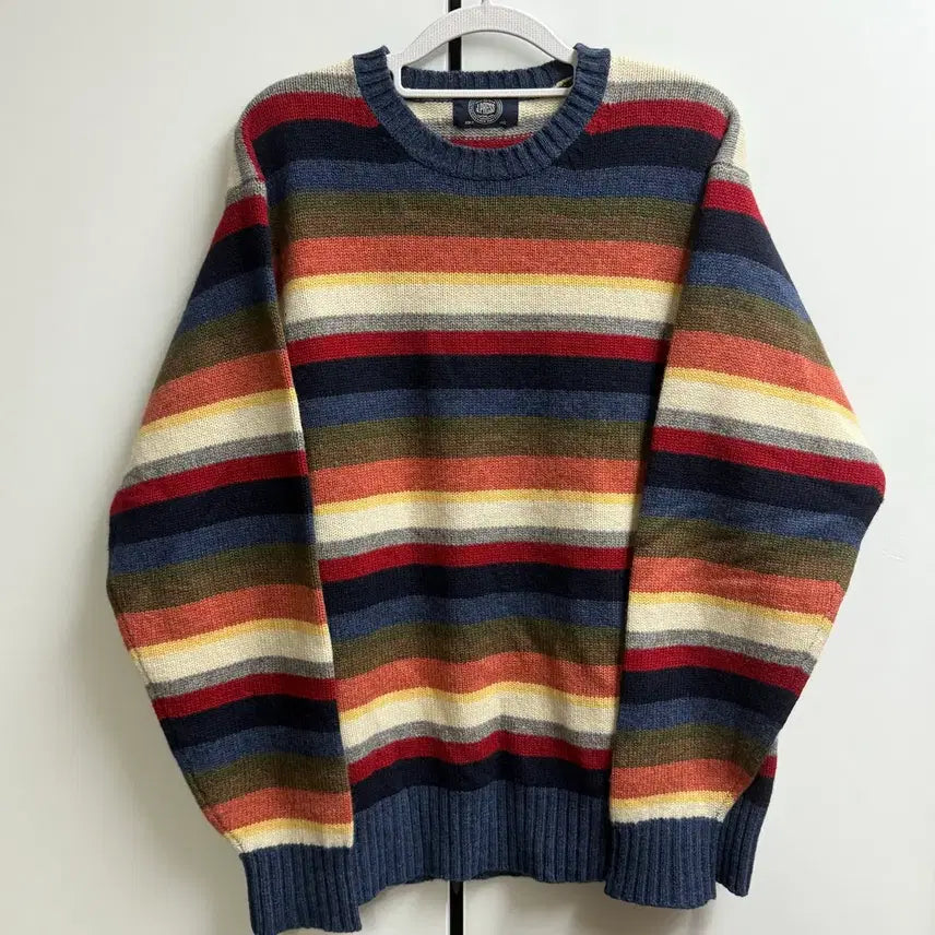 [BUNJANG] J.Press Multicolor Stripe Knit LL / 제이프레스 j.press 멀티컬러 스트라이프 니트 LL