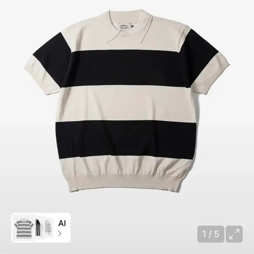 [BUNJANG] Ampist Striped Collar Knit Navy/Ivory / 암피스트의 스트라이프 카라 니트 네이비,아이보리 색상이에요