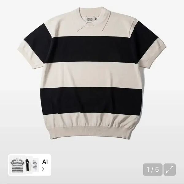 [BUNJANG] Ampist Striped Collar Knit Navy/Ivory / 암피스트의 스트라이프 카라 니트 네이비,아이보리 색상이에요
