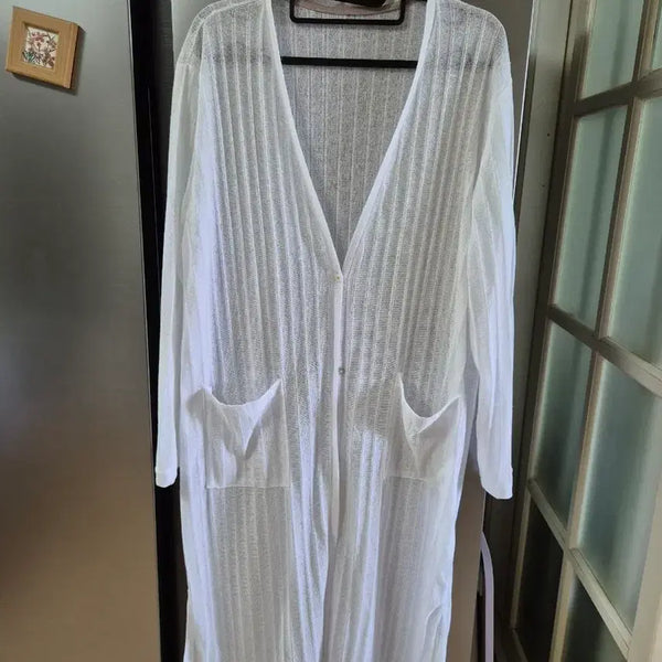 [BUNJANG] White Summer Long Cardigan / 화이트색상 여름 롱 가디건