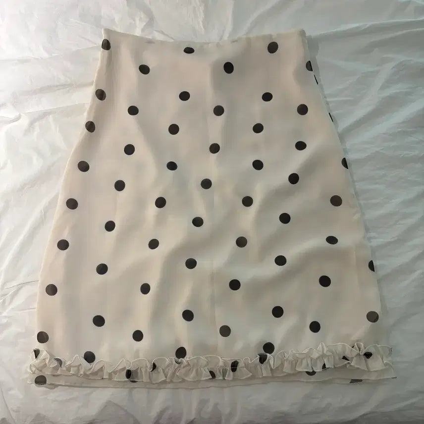 [BUNJANG] Polka Dot Ruffle Midi Skirt / 도트 무늬 프릴 스커트