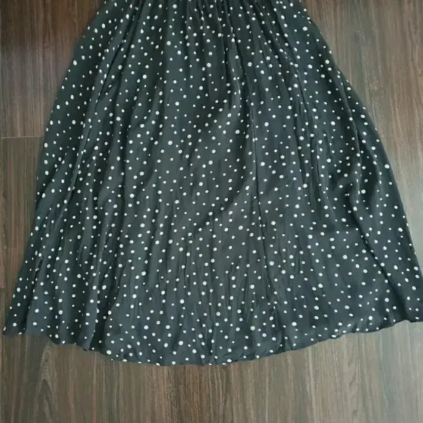 [BUNJANG] Polka Dot Shirring Long Skirt - Black / (오늘특가) 땡땡이 롱스커트 블랙 롱스커트