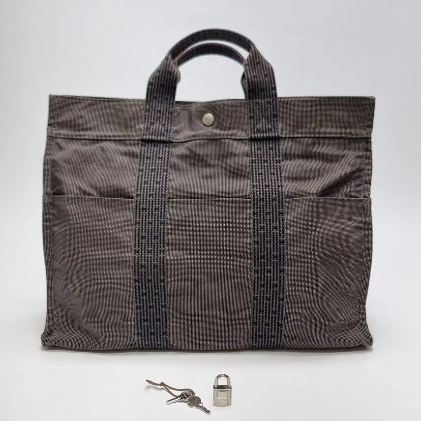 [BUNJANG] Hermès Eline Fruits et Fleurs MM Tote Bag - Gray Durable Canvas / 에르메스 후루토 캔버스 토트백 MM 남여공용 그레이 (최상급)