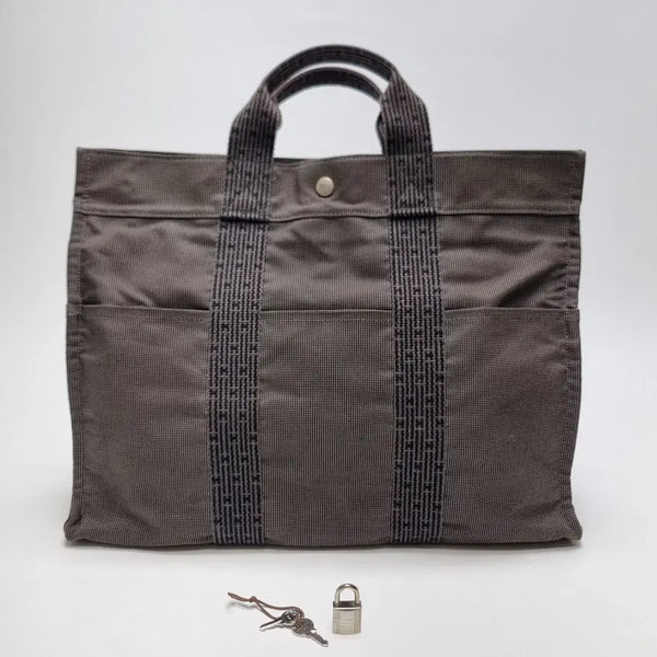 [BUNJANG] Hermès Eline Fruits et Fleurs MM Tote Bag - Gray Durable Canvas / 에르메스 후루토 캔버스 토트백 MM 남여공용 그레이 (최상급)
