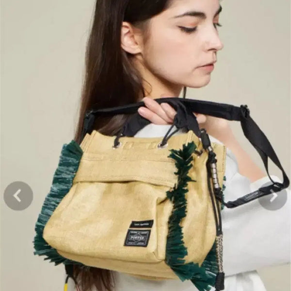 [BUNJANG] Porter x Toga Beaded Fringe 2-Way Bag Beige / 포터(porter) x 토가(toga) 비즈 프린지 2웨이 백 베이지
