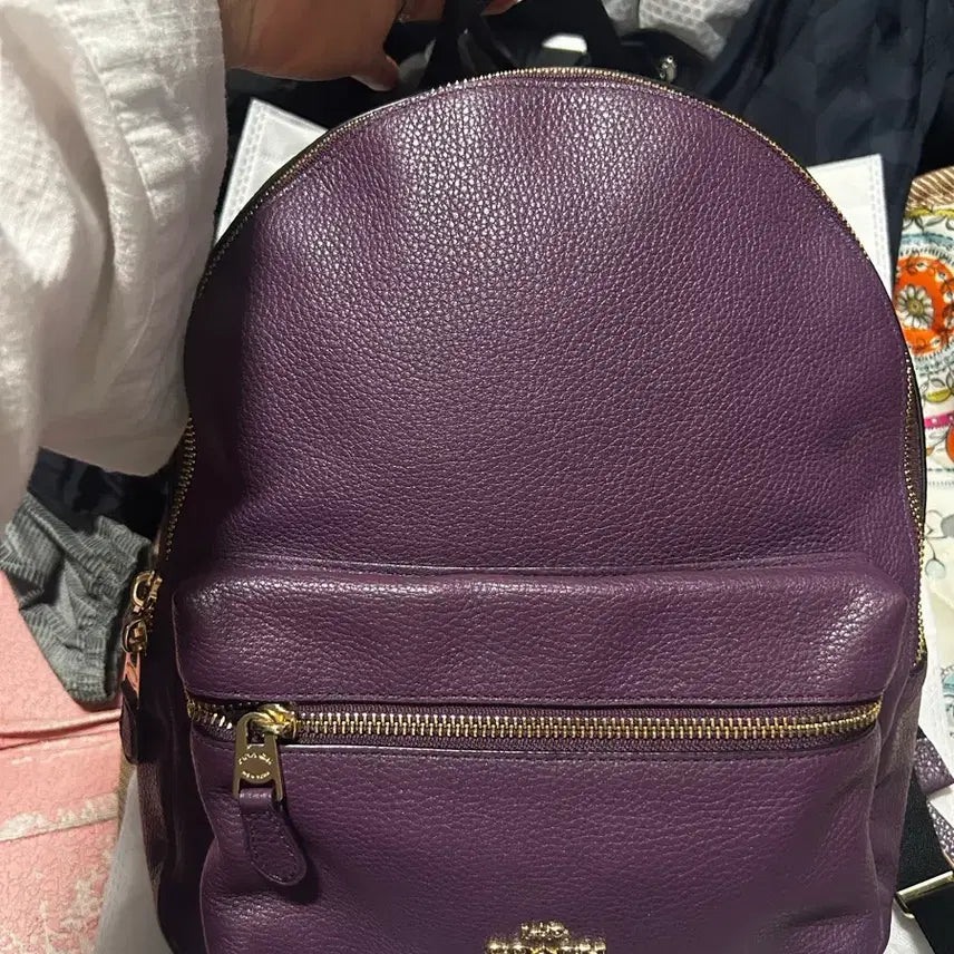 [BUNJANG] Coach Purple Leather Backpack 28x32x9cm / 코치 퍼플 가죽 백팩 28x32x9cm