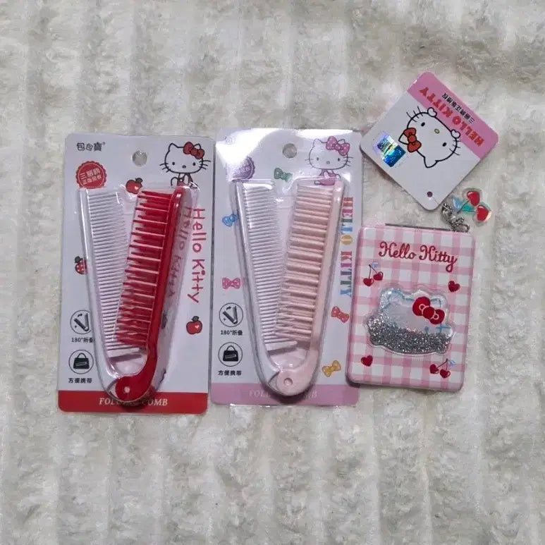 [BUNJANG] Hello Kitty Folding Comb (2) & Mirror (1) Set / 헬로키티 빗2개,거울1개