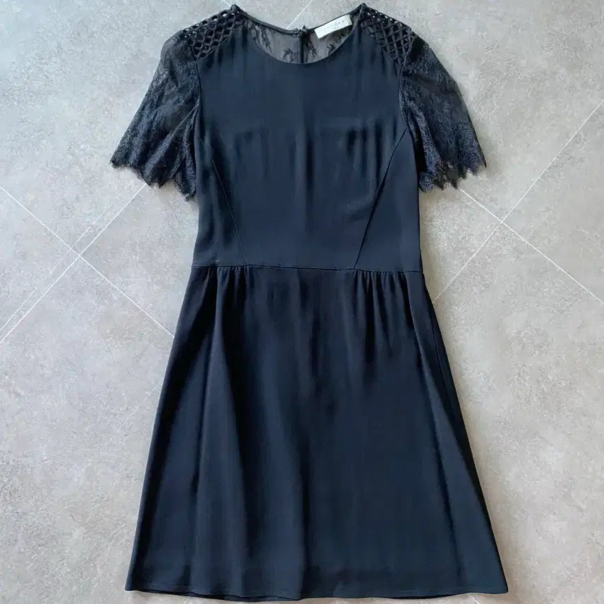 [BUNJANG] Sandro Mesh Lace Block Mini Dress / 산드로 메쉬 레이스 블록 원피스