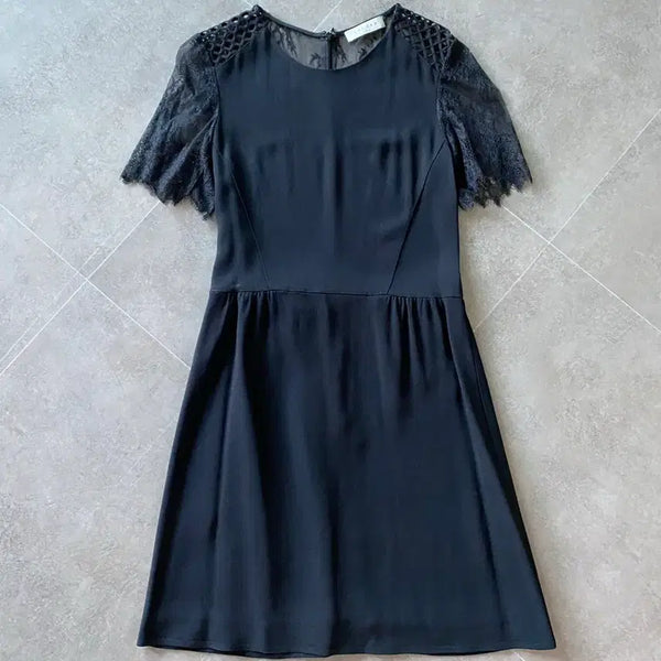 [BUNJANG] Sandro Mesh Lace Block Mini Dress / 산드로 메쉬 레이스 블록 원피스