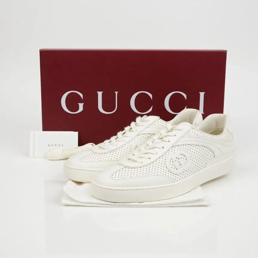 [BUNJANG] Gucci Interlocking G Men's Sneakers White Calfskin 8.5 / 전시품급 구찌 인터로킹 G 남성 스니커즈 8.5 ( 275 )