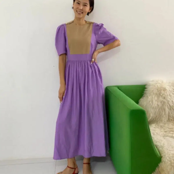 [BUNJANG] Frontrow x Eenk Shirring Long Dress Lavender Size S / 프론트로우x잉크 셔링 롱 원피스 S