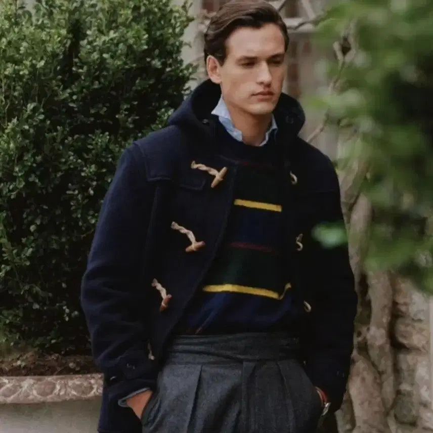 [BUNJANG] Polo Ralph Lauren Black Watch Navy Duffle Coat / 폴로 랄프로렌 블랙와치 네이비 더플 코트