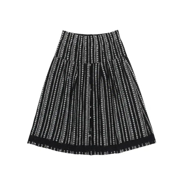 [BUNJANG] Women's Black Striped Elastic Waist Skirt / 여성F/ 블랙 스트라이프 밴딩스커트 29-6