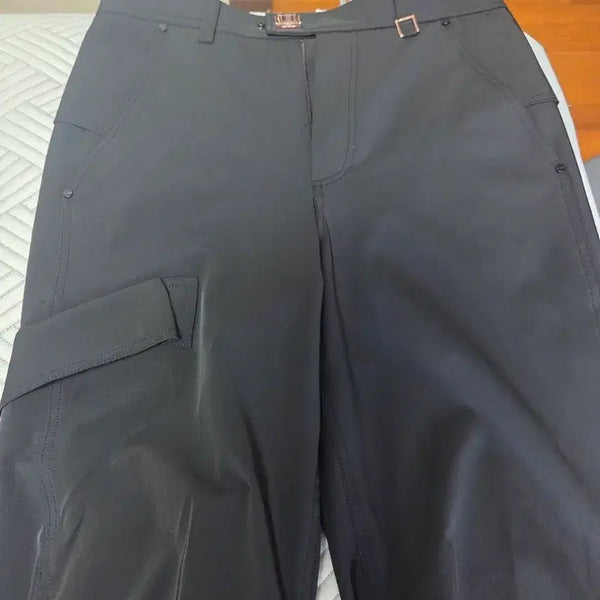 [BUNJANG] Wooyoungmi Black Nylon Rose Gold Badge Cargo Pants / 우영미 나일론 카고 팬츠