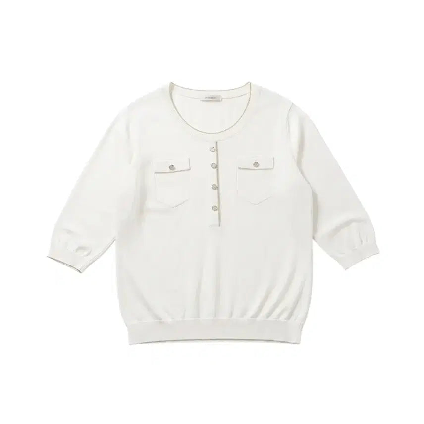 [BUNJANG] Women's Sheer Round Neck Knit Top / 여성66/ 시스루 라운드넥 니트티WT 29-15