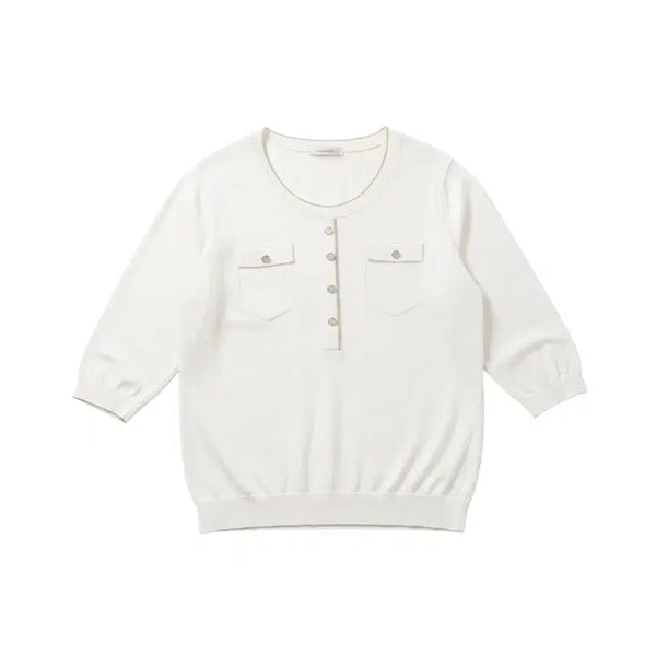 [BUNJANG] Women's Sheer Round Neck Knit Top / 여성66/ 시스루 라운드넥 니트티WT 29-15