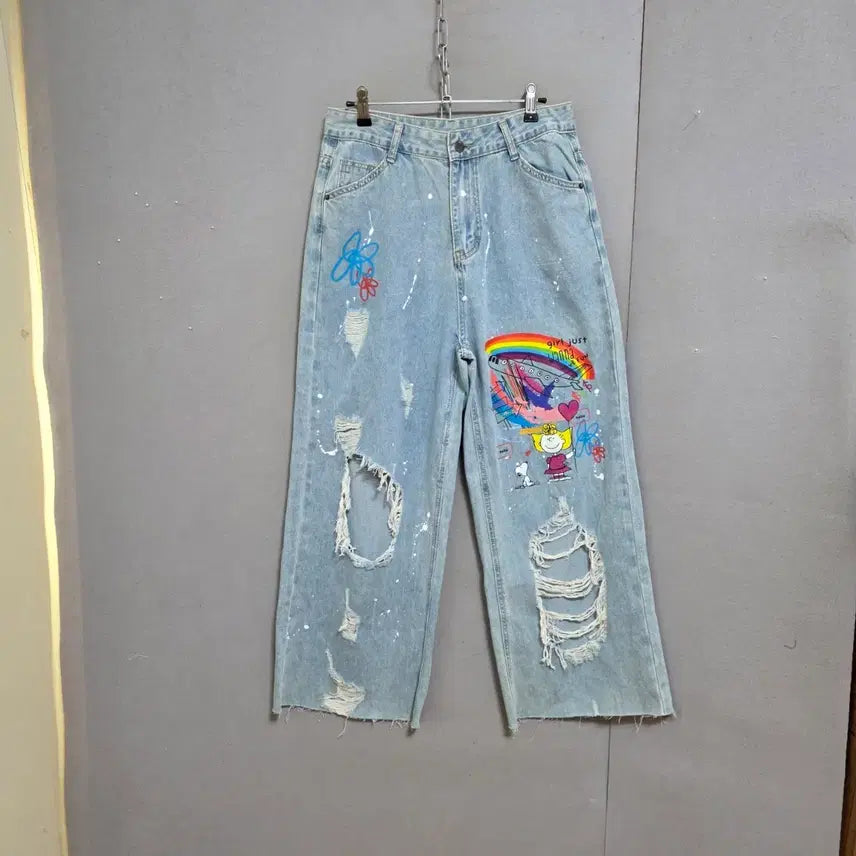 [BUNJANG] Printed Pattern Jeans - Size L / 프린트무늬 멋스런 청바지 L  n6154