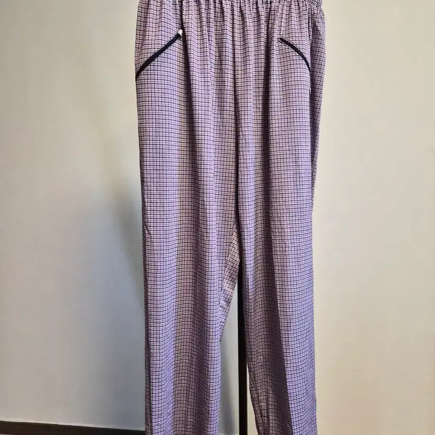 [BUNJANG] Check Pattern Women's Bending Pants Lavender / (새상품)체크 패턴 여성 밴딩 바지 라벤더 110