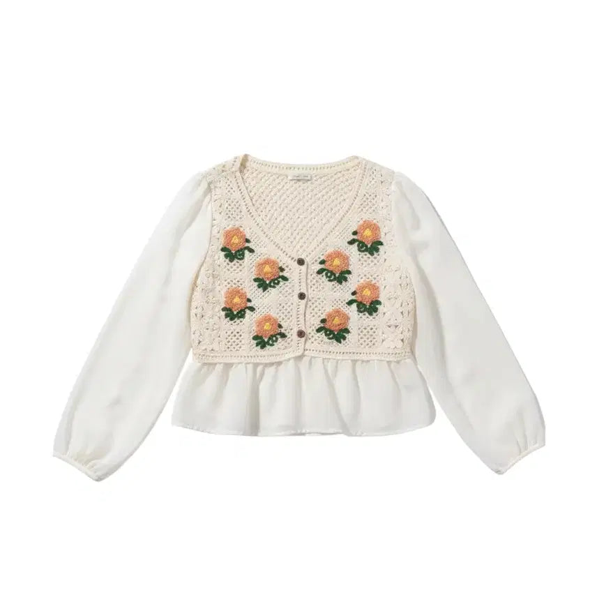 [BUNJANG] Women's Layered Punch Blouse Size 66 / 여성66/ 레이어드 펀칭 블라우스 29-23