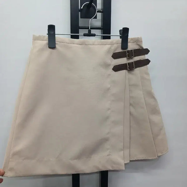 [BUNJANG] Rue Rue Buckle Detail Pleated Wrap Skirt / 22년 루에브르 버클장식 주름랩치마 67-88  1표기 상태우수