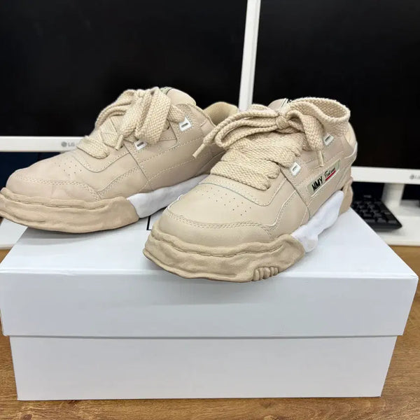[BUNJANG] Mihara Yasuhiro Parker Leather Sneakers Beige EU41 / [EU41] 미하라 야스히로 파커 레더 스니커즈 베이지