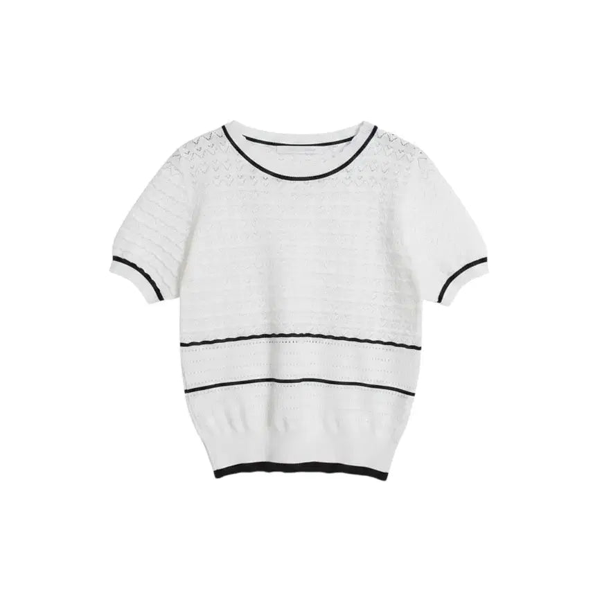 [BUNJANG] Olive des Olive Women's Wave Pattern Short Sleeve Knit (Size 66) / 여성66/ 올리브데올리브 물결패턴 반팔니트 29-26