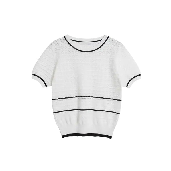 [BUNJANG] Olive des Olive Women's Wave Pattern Short Sleeve Knit (Size 66) / 여성66/ 올리브데올리브 물결패턴 반팔니트 29-26