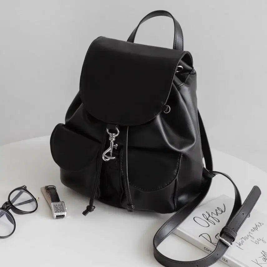 [BUNJANG] A-bly Leather Drawstring Backpack / 에이블리 레더 복조리 백팩