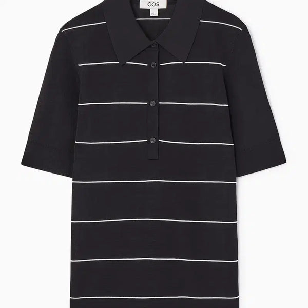 [BUNJANG] COS Striped Short Sleeve Polo Knit XS / Cos 코스 스트라이프 폴로 반팔 니트 XS
