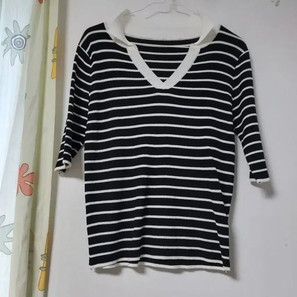[BUNJANG] Knit Short Sleeve T-Shirt / 여름 니트 반팔티 F