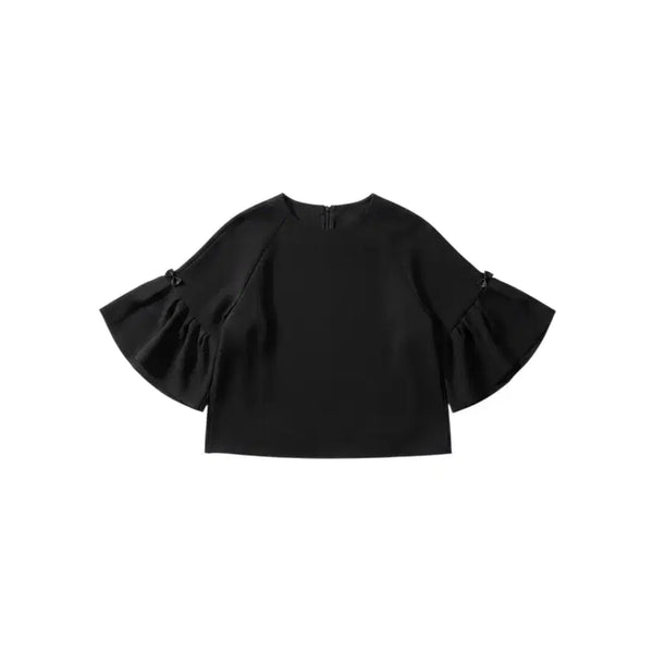 [BUNJANG] Women's Balloon Sleeve Ribbon Blouse - Black / 여성F/ 벌룬소매 리본 블라우스BK 29-30