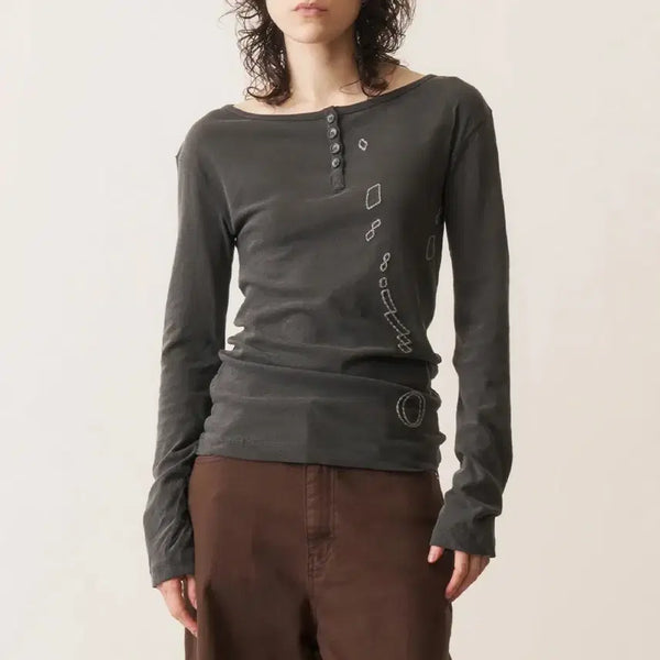 [BUNJANG] Oddly Workshop Stitch Henley Tee / 오들리워크샵 Stitch Henley Tee