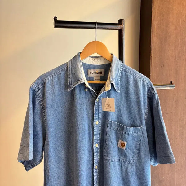 [BUNJANG] Carhartt WIP Remake Denim Short Sleeve Shirt L / 0022 - 칼하트 리메이크 데님 반팔 셔츠 (L)