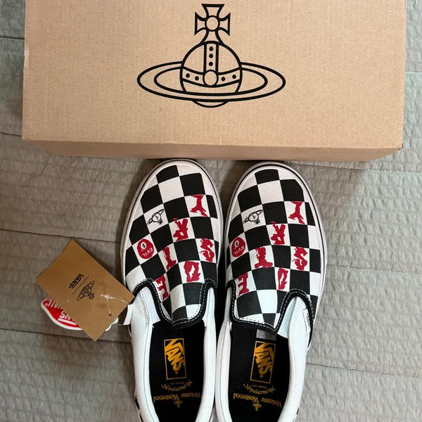 [BUNJANG] Vans Checkerboard Slip-On x Vivienne Westwood Collaboration / [255] 반스 체커보드 슬립온 x 비비안 웨스트우드 콜라보