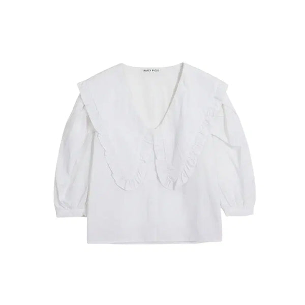 [BUNJANG] BJYOU Women's Black Big Collar Blouse / 여성F/ BLACK BJYOU 빅카라 블라우스 29-45