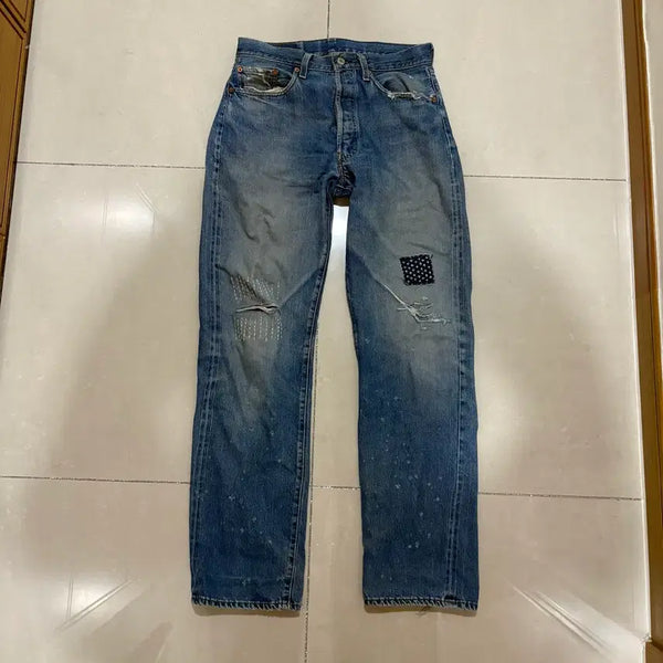 [BUNJANG] Levi's 501 110th Anniversary Big E Selvedge Jeans / 90s usa 110주년 리바이스 리페어 501 셀비지 빅E (착샷확인