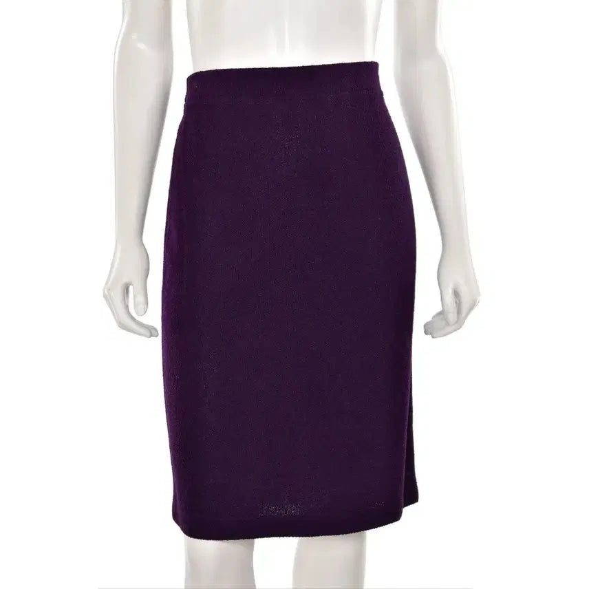 [BUNJANG] ST. JOHN Santana Knit Signature Banding Skirt Purple US 6 / 명품 ST.JOHN 센존컬렉션 시그니처 산타나니트 밴딩 스커트 샤넬