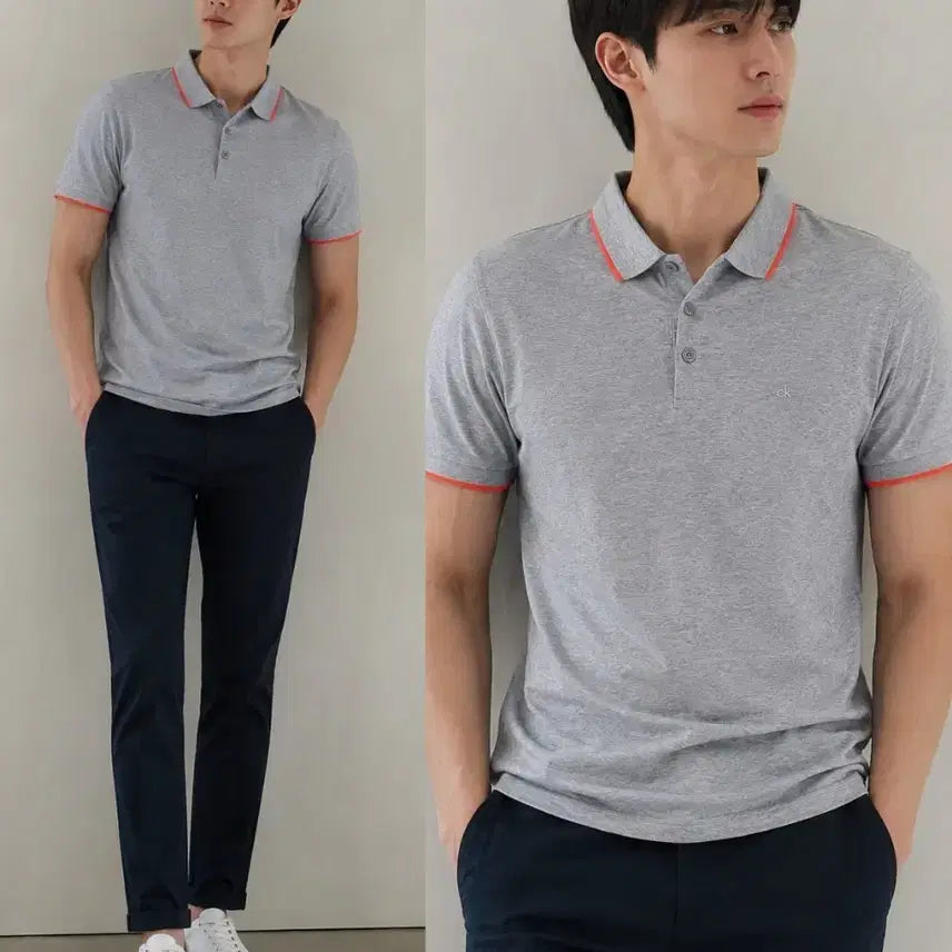 [BUNJANG] Calvin Klein Jeans Men's/Women's Grey Short Sleeve Polo Shirt / 캘빈클라인진스 반팔 카라티