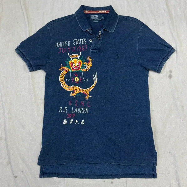 [BUNJANG] Polo Ralph Lauren China Dragon Embroidery Short Sleeve Polo Shirt L / 폴로랄프로렌 차이나 용자수 반팔 카라티 L