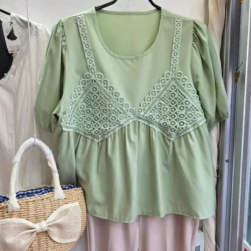 [BUNJANG] Melon Lace Bustier Blouse / 무배 세일 메로나 레이스뷔스티에 블라우스