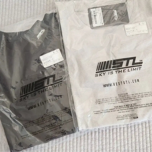 [BUNJANG] STL Short Sleeve T-Shirt Set (Black/Mineral Grey) / [1+1] STL 반팔티 블랙/미네랄 그레이